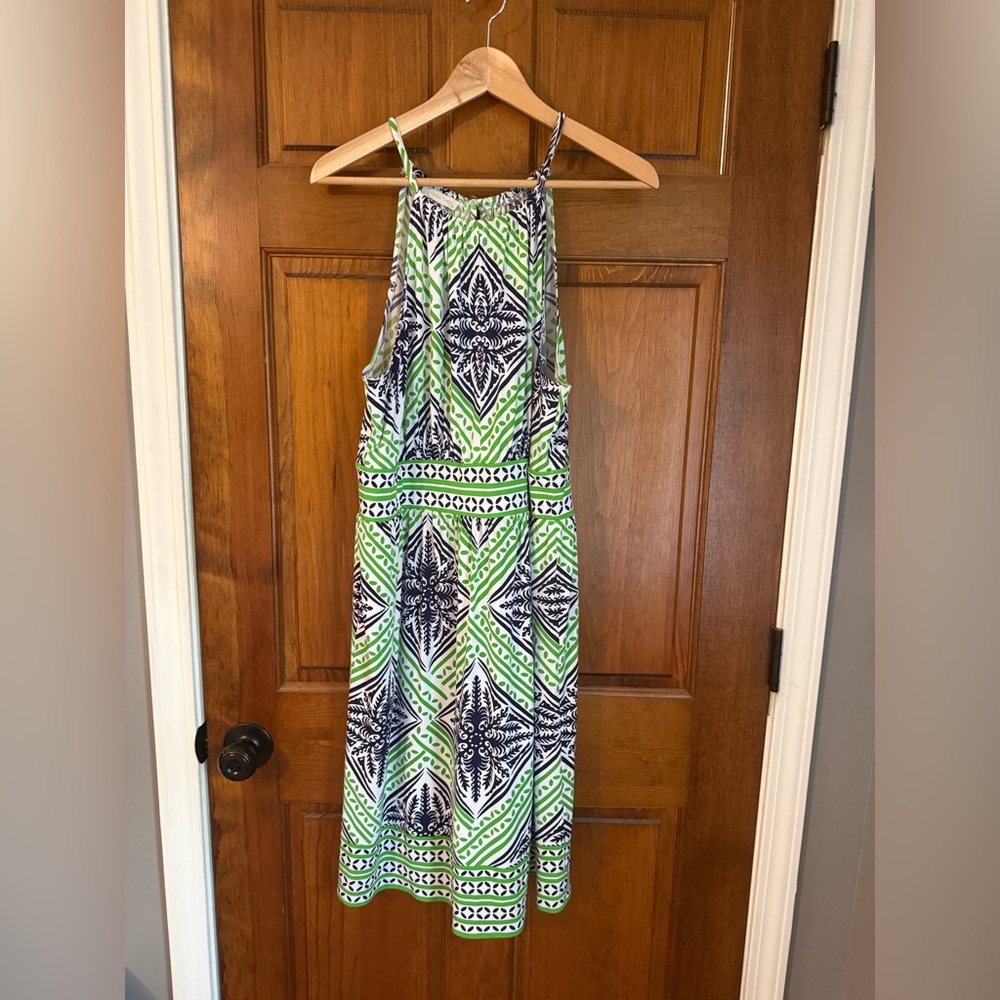 London Times Green and Blue Patterned Women’s One Piece Dress - Picture 5 of 10